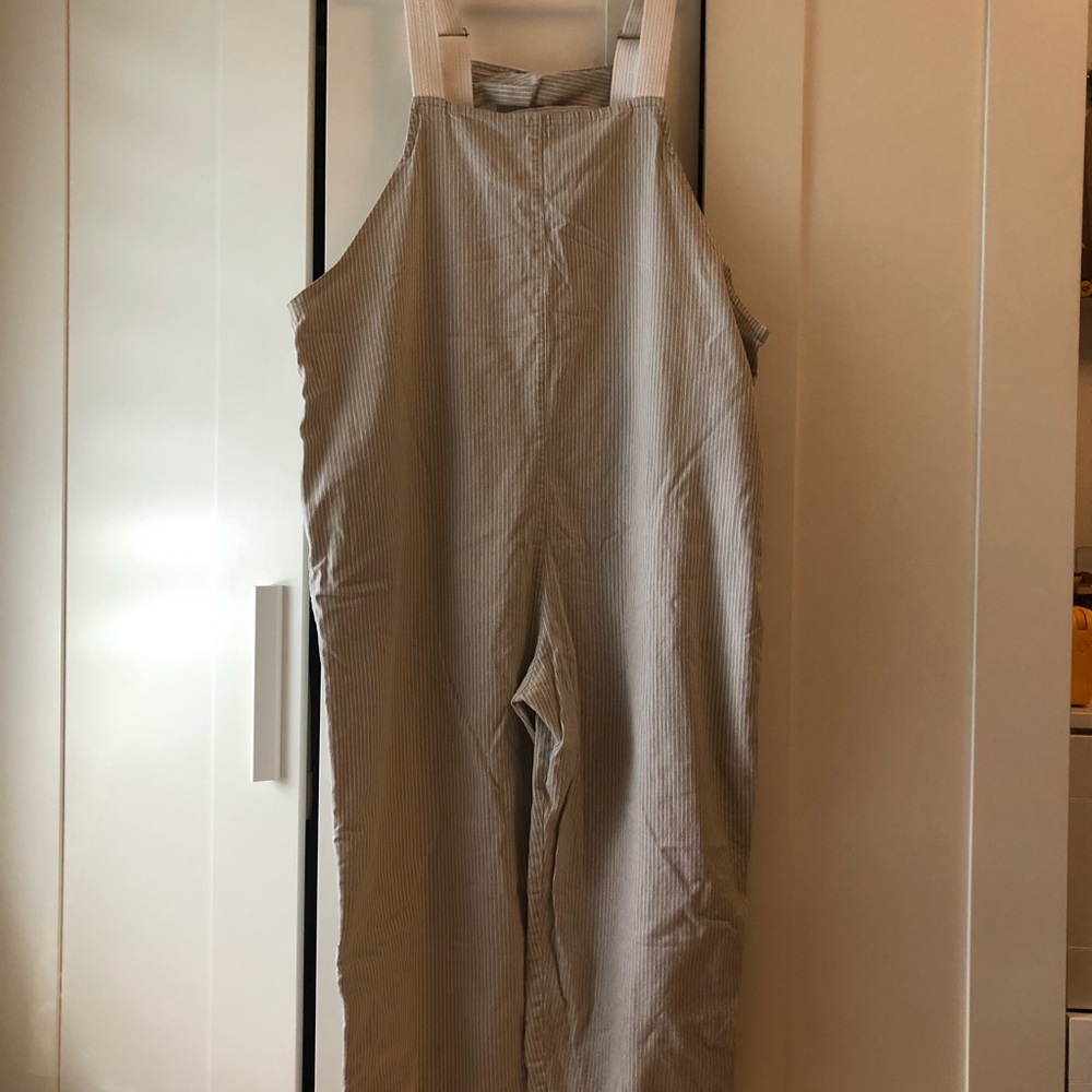 Beige Stripe Bear Overalls - Picture 2 of 5